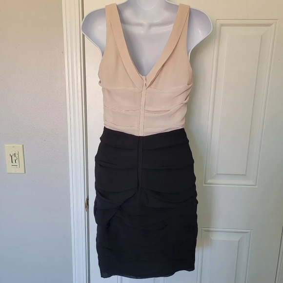 Express Design Studios Draped Sleeveless Pink Black Cocktail Dress Zip Back Sz 6 - Picture 3 of 10